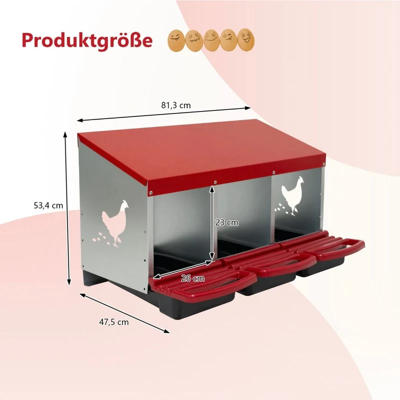 3er Legenest Hühnernest Brutnest Legebox für Hühner