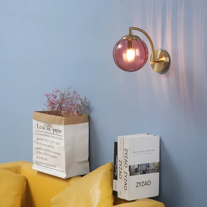 Skanto | Moderne LED-Wandleuchte aus farbigem Glas, Nordische minimalistische Wohnzimmer-Schlafzimmer-Wandleuchte, Esszimmer-Küchen-Innenbeleuchtung