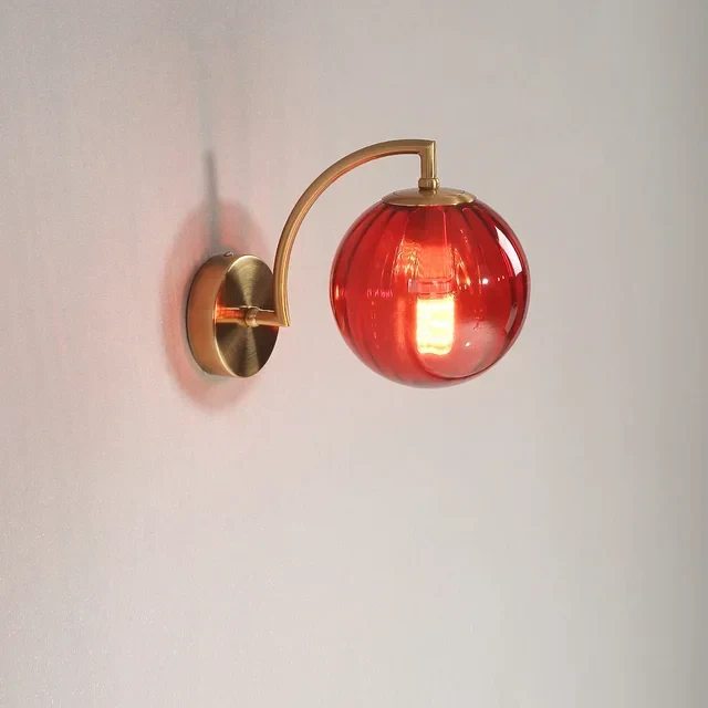 Skanto | Moderne LED-Wandleuchte aus farbigem Glas, Nordische minimalistische Wohnzimmer-Schlafzimmer-Wandleuchte, Esszimmer-Küchen-Innenbeleuchtung