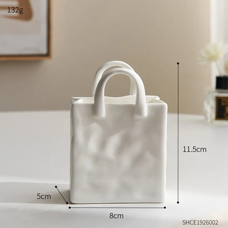Skanto | Nordische Dekovase Handtaschen-Keramikvase Dekoration Zuhause Blumen für Deko Tischdekoration Accessoires Raumdekor Vase Geschenk