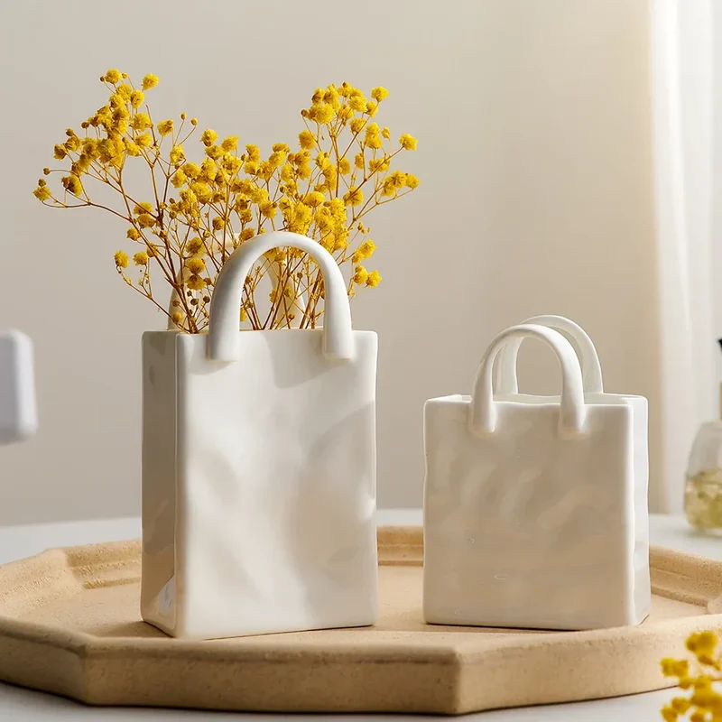 Skanto | Nordische Dekovase Handtaschen-Keramikvase Dekoration Zuhause Blumen für Deko Tischdekoration Accessoires Raumdekor Vase Geschenk