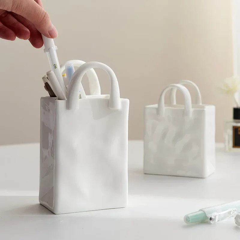 Skanto | Nordische Dekovase Handtaschen-Keramikvase Dekoration Zuhause Blumen für Deko Tischdekoration Accessoires Raumdekor Vase Geschenk