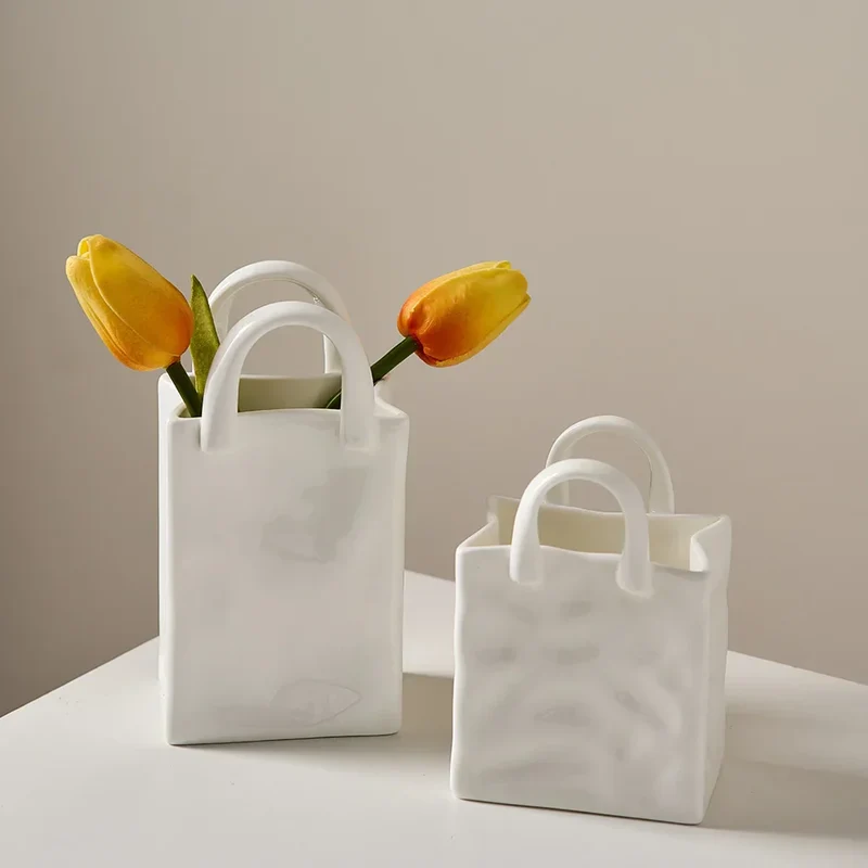 Skanto | Nordische Dekovase Handtaschen-Keramikvase Dekoration Zuhause Blumen für Deko Tischdekoration Accessoires Raumdekor Vase Geschenk