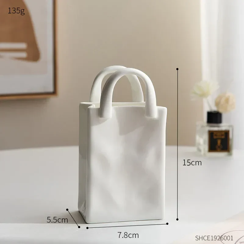 Skanto | Nordische Dekovase Handtaschen-Keramikvase Dekoration Zuhause Blumen für Deko Tischdekoration Accessoires Raumdekor Vase Geschenk
