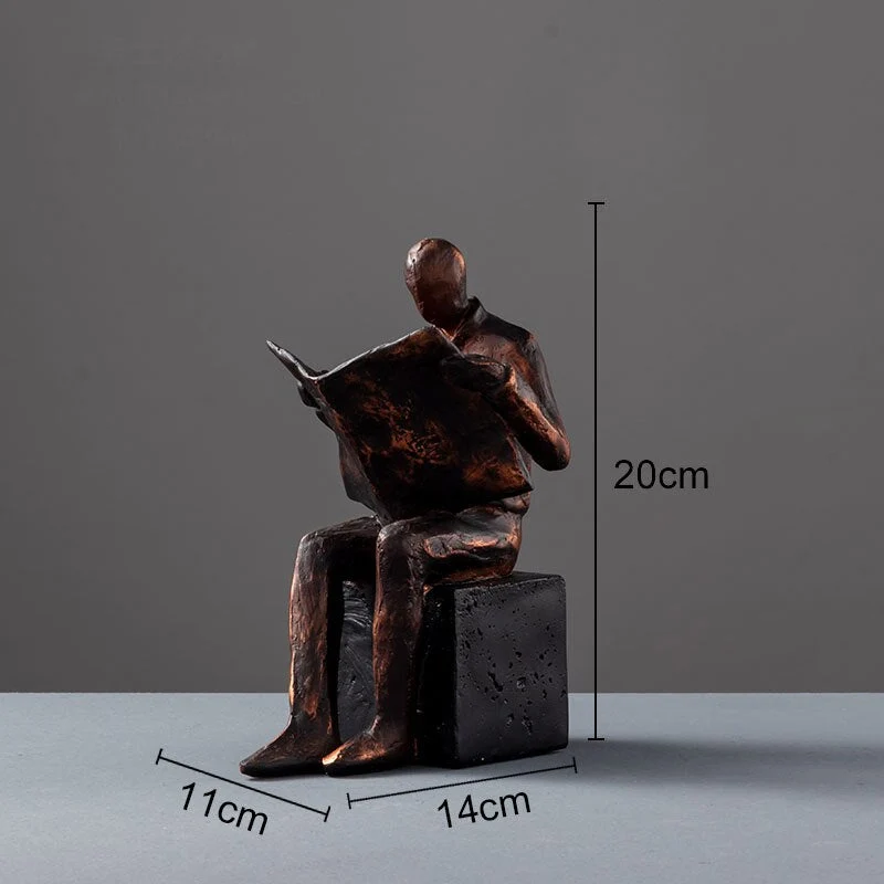Skanto | Leser-Skulptur Buchständer Abstrakte Charakter Harzstatue Schreibtischdekoration Figur Nordische Wohndekoration