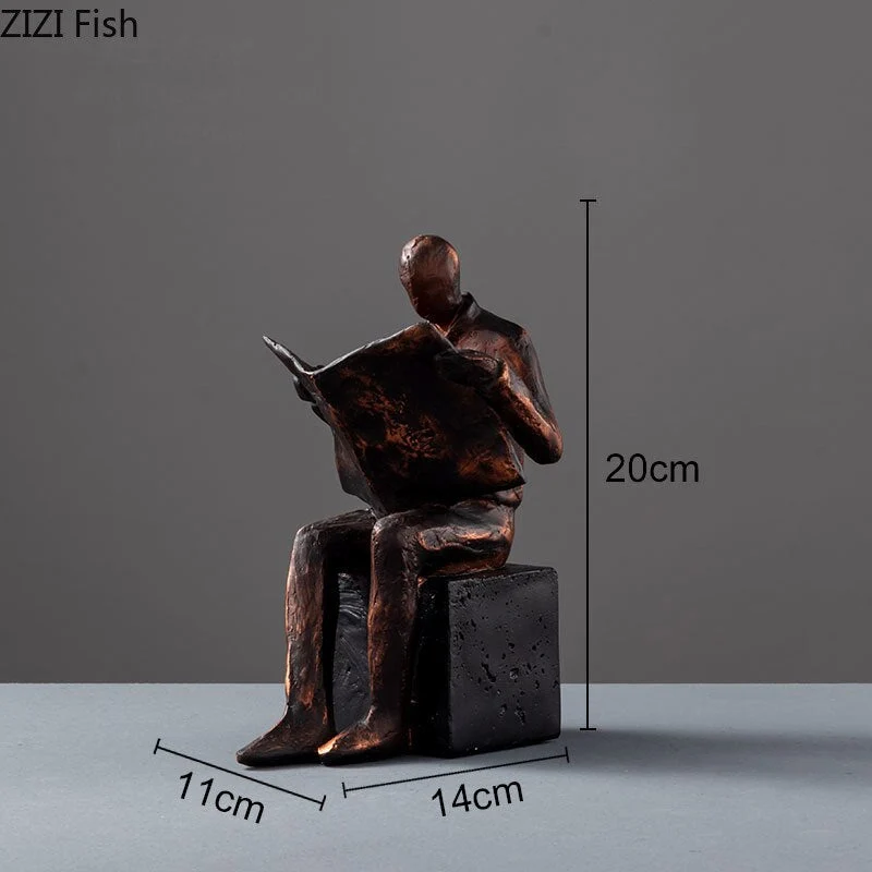 Skanto | Leser-Skulptur Buchständer Abstrakte Charakter Harzstatue Schreibtischdekoration Figur Nordische Wohndekoration