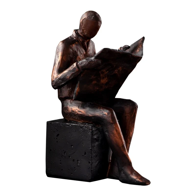 Skanto | Leser-Skulptur Buchständer Abstrakte Charakter Harzstatue Schreibtischdekoration Figur Nordische Wohndekoration