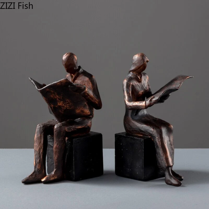 Skanto | Leser-Skulptur Buchständer Abstrakte Charakter Harzstatue Schreibtischdekoration Figur Nordische Wohndekoration