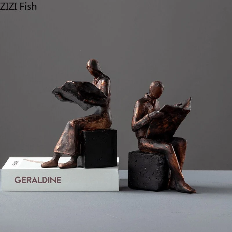 Skanto | Leser-Skulptur Buchständer Abstrakte Charakter Harzstatue Schreibtischdekoration Figur Nordische Wohndekoration