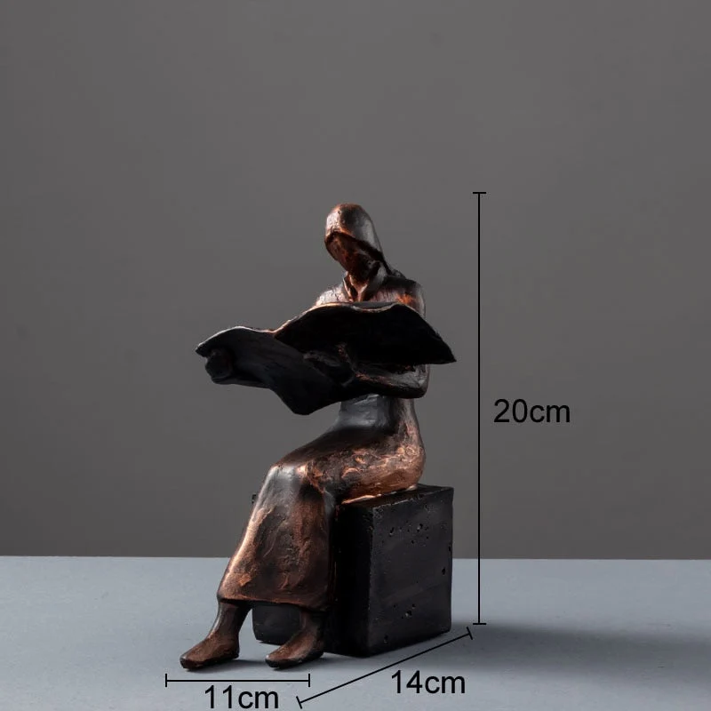 Skanto | Leser-Skulptur Buchständer Abstrakte Charakter Harzstatue Schreibtischdekoration Figur Nordische Wohndekoration