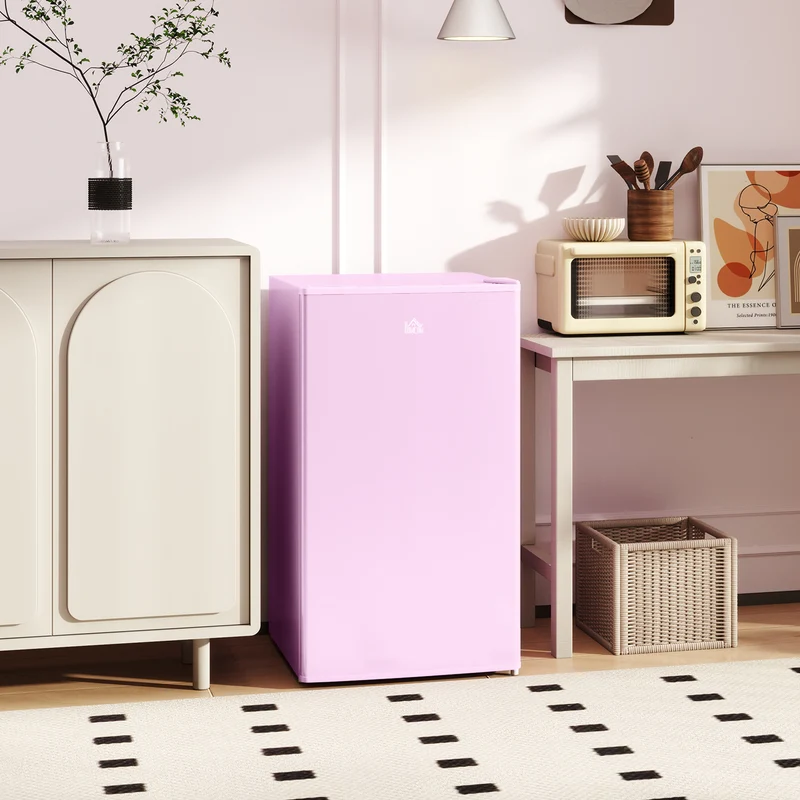 3.2 Cu.Ft Mini Fridge with Freezer, Adjustable Thermostat, Shelf & Reversible Door, Pink