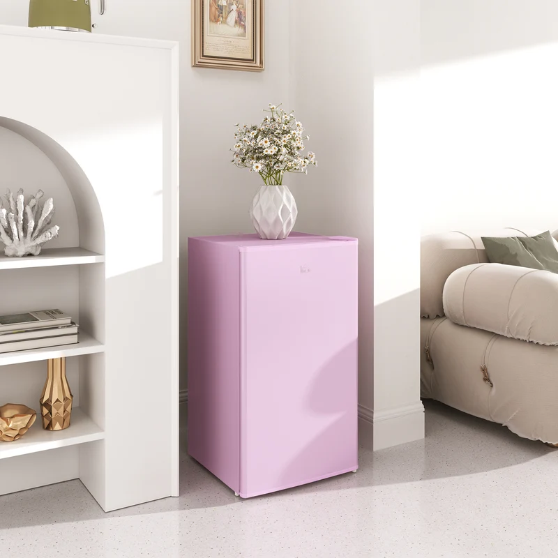 3.2 Cu.Ft Mini Fridge with Freezer, Adjustable Thermostat, Shelf & Reversible Door, Pink