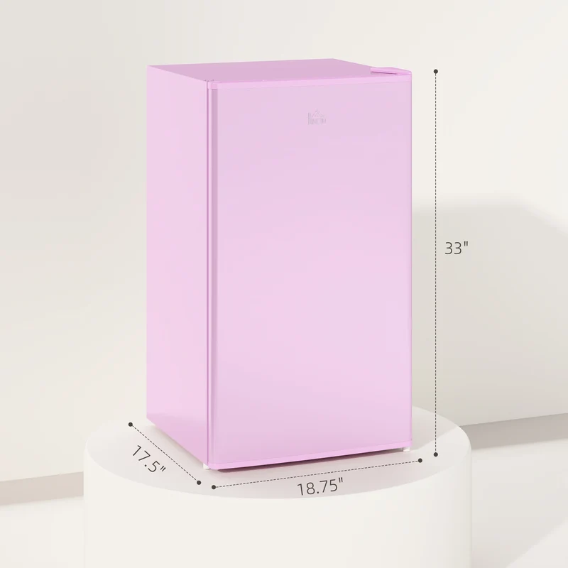 3.2 Cu.Ft Mini Fridge with Freezer, Adjustable Thermostat, Shelf & Reversible Door, Pink