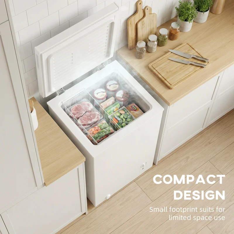 3.5 Cu.Ft Quiet Compact Chest Freezer with 5-Level Temp Control, White