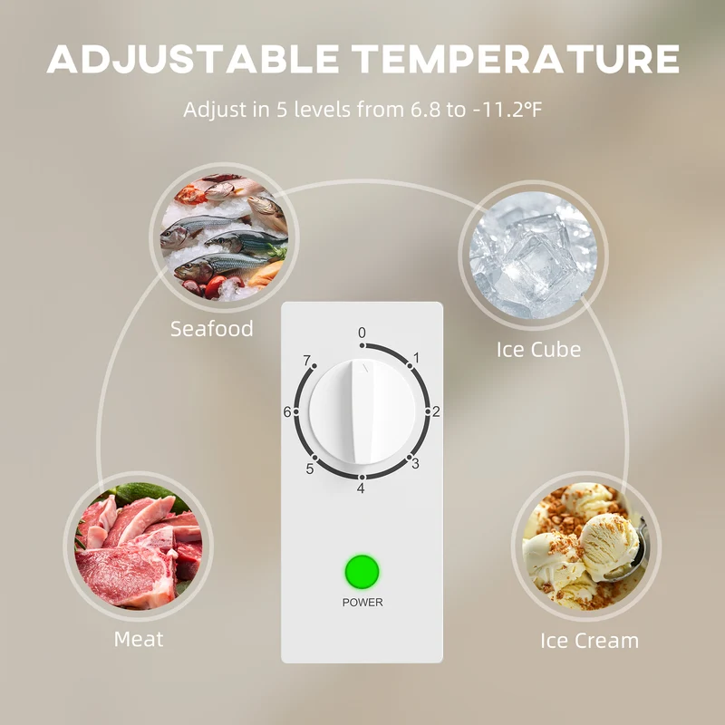 3.5 Cu.Ft Quiet Compact Chest Freezer with 5-Level Temp Control, White
