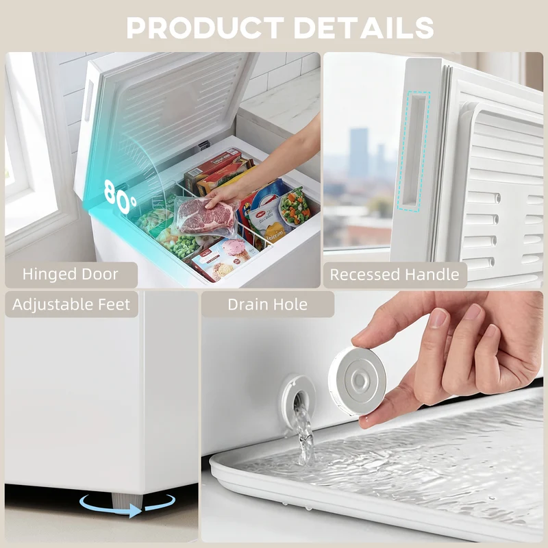 3.5 Cu.Ft Quiet Compact Chest Freezer with 5-Level Temp Control, White