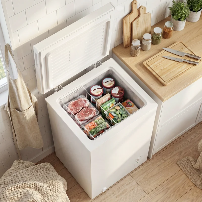 3.5 Cu.Ft Quiet Compact Chest Freezer with 5-Level Temp Control, White