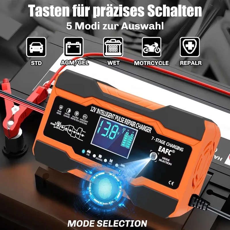 12V Autobatterie Ladegerät 12A Smart Schnellladegerät KFZ