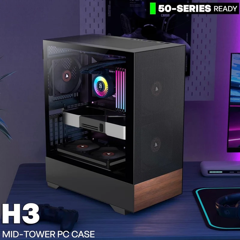 H3 ATX Gaming PC Gehäuse Temperglas Computer