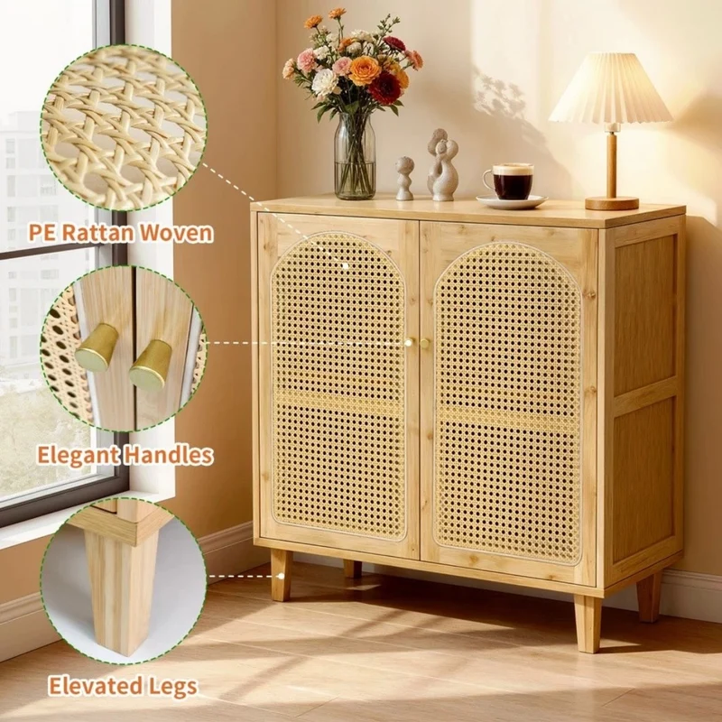 Sideboard Kommode Anrichte Schrank Wohnzimmerschrank Bambus