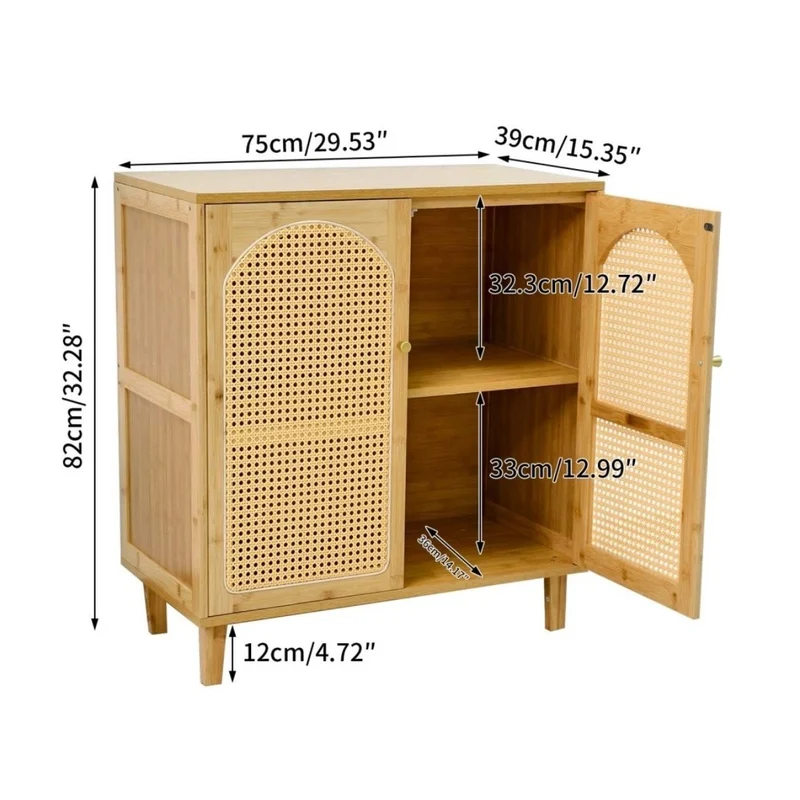 Sideboard Kommode Anrichte Schrank Wohnzimmerschrank Bambus