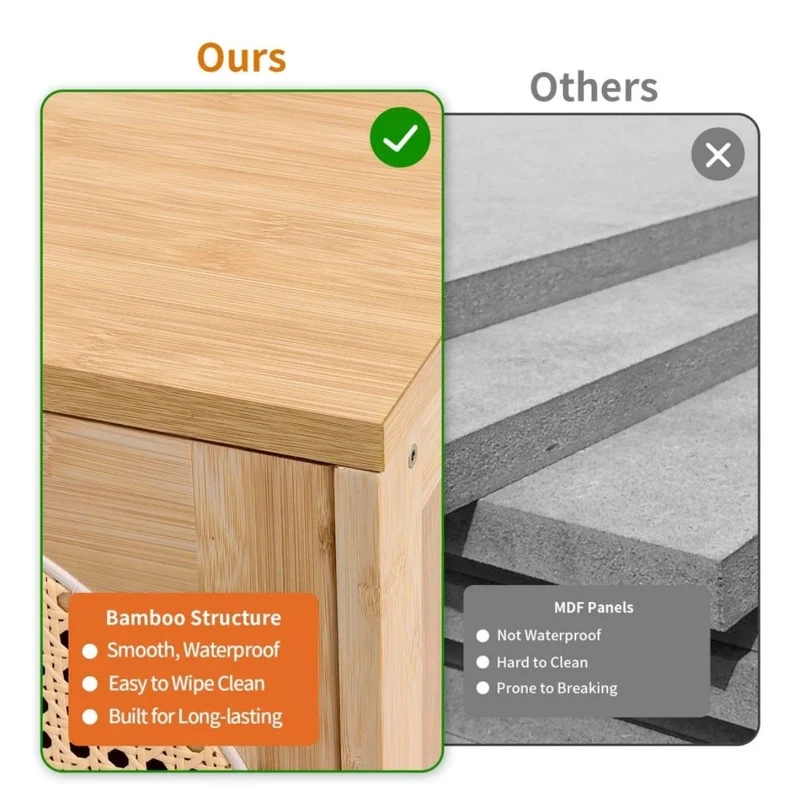 Sideboard Kommode Anrichte Schrank Wohnzimmerschrank Bambus