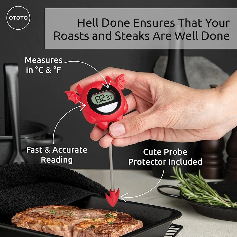 Get your steaks hell done every time with this devilish meat thermometer.