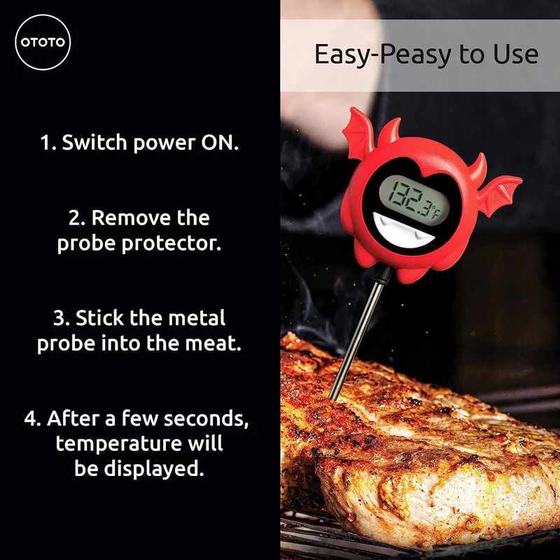 Get your steaks hell done every time with this devilish meat thermometer.