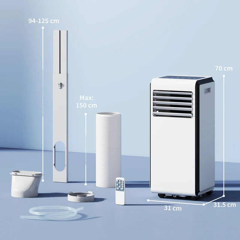9000 BTU 4-in-1 Portable AC, Energy Efficient & Quiet Cooling for Room up to 28 m2