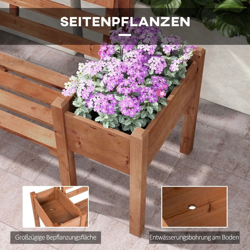 Gartenbank 2 Sitzer Sitzbank Holzbank Balkonbank Blumenkasten Bank
