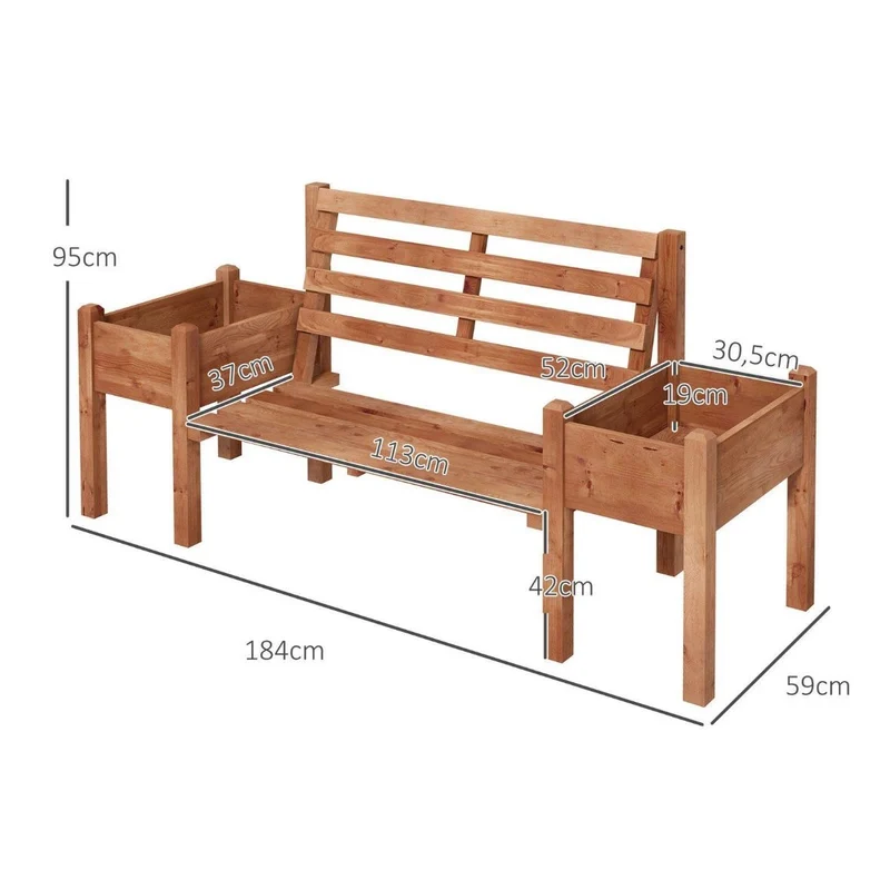 Gartenbank 2 Sitzer Sitzbank Holzbank Balkonbank Blumenkasten Bank