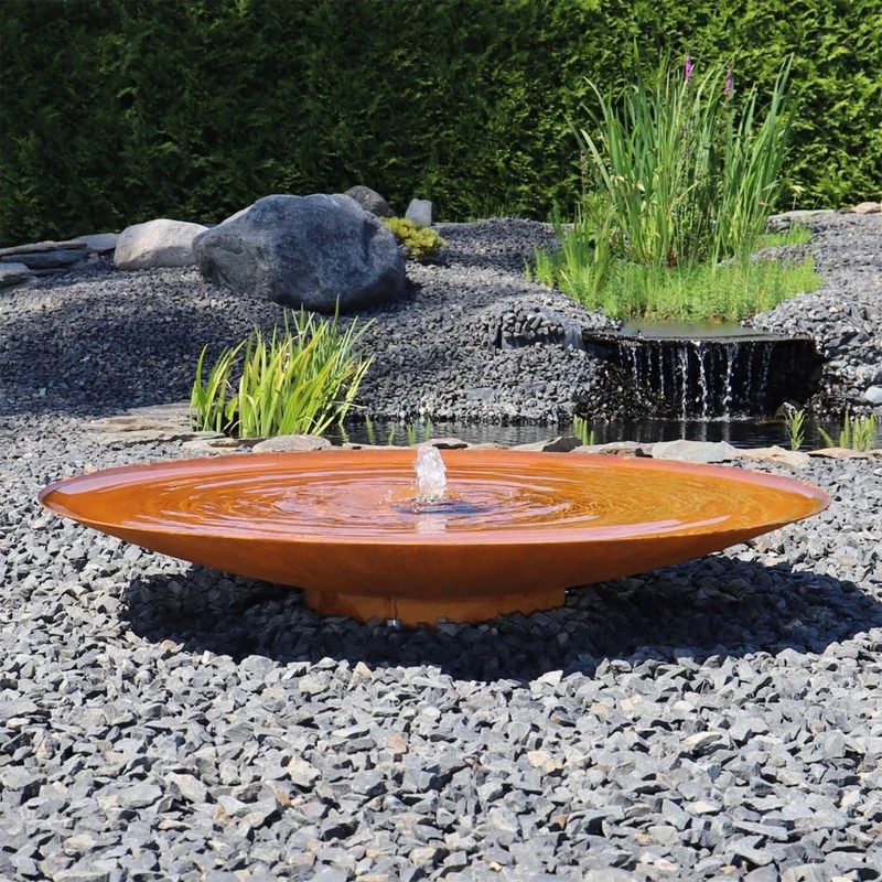 Design Springbrunnen Edelrost Wasserschale Ø 120cm LED Brunnen