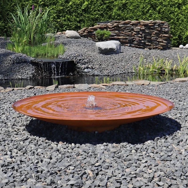 Design Springbrunnen Edelrost Wasserschale Ø 120cm LED Brunnen