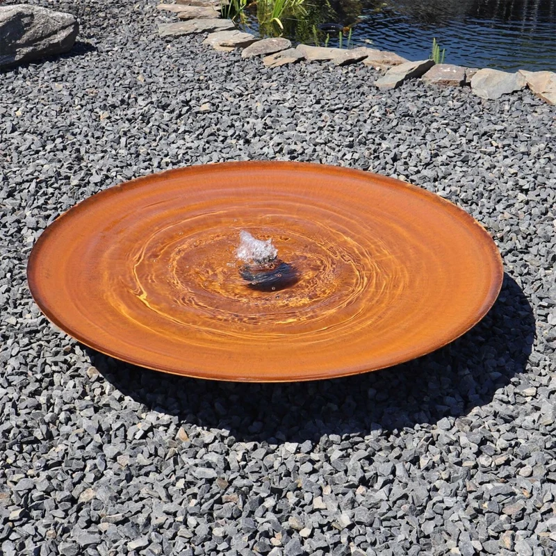 Design Springbrunnen Edelrost Wasserschale Ø 120cm LED Brunnen