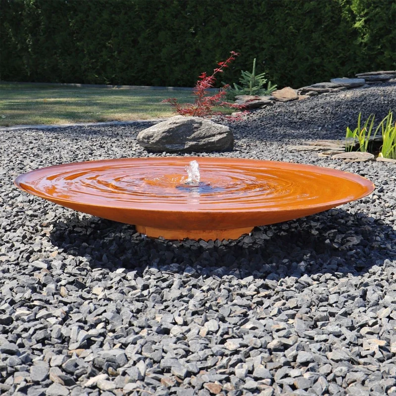 Design Springbrunnen Edelrost Wasserschale Ø 120cm LED Brunnen