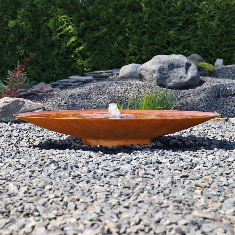 Design Springbrunnen Edelrost Wasserschale Ø 120cm LED Brunnen