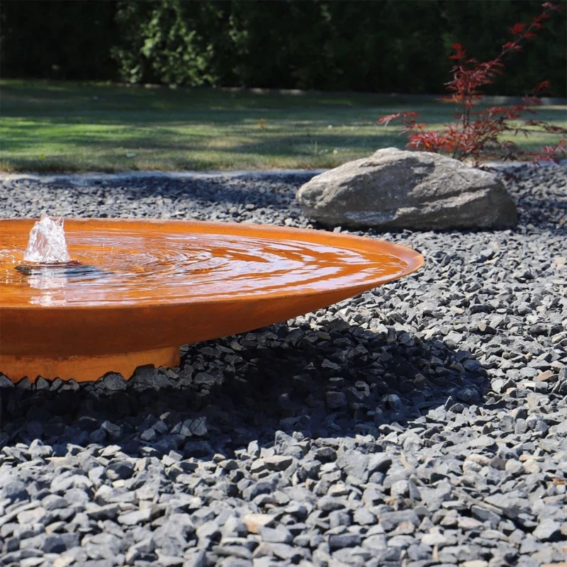 Design Springbrunnen Edelrost Wasserschale Ø 120cm LED Brunnen