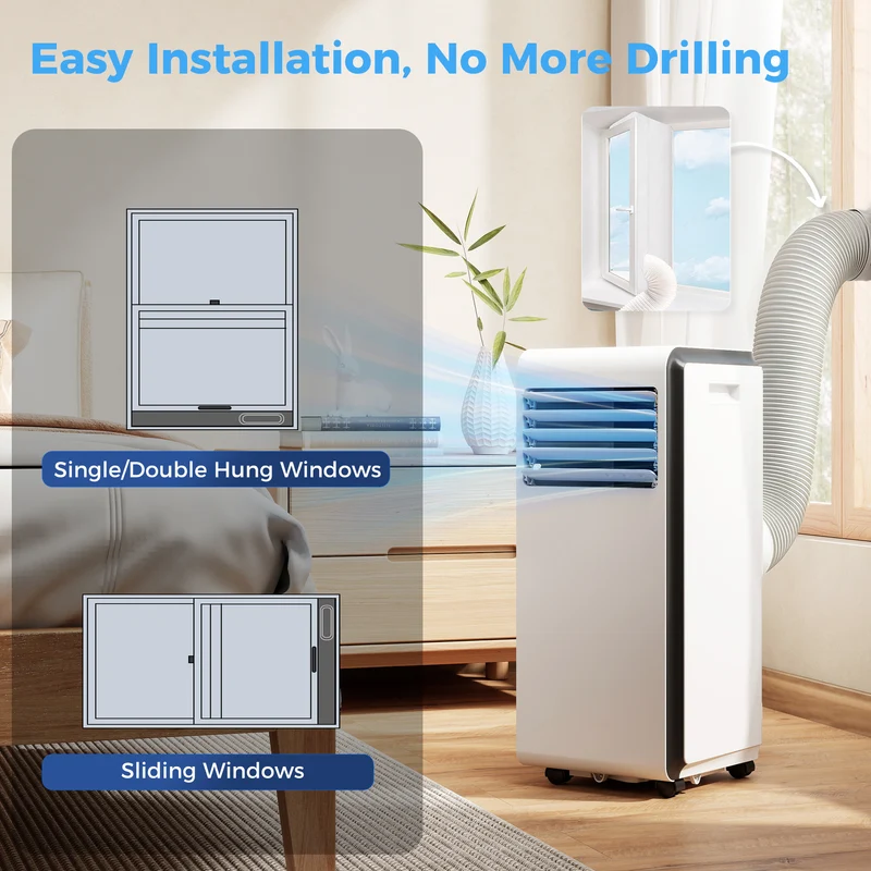 7000 BTU Portable Air Conditioner, 4-in-1 Portable AC with Timer & Remote Control