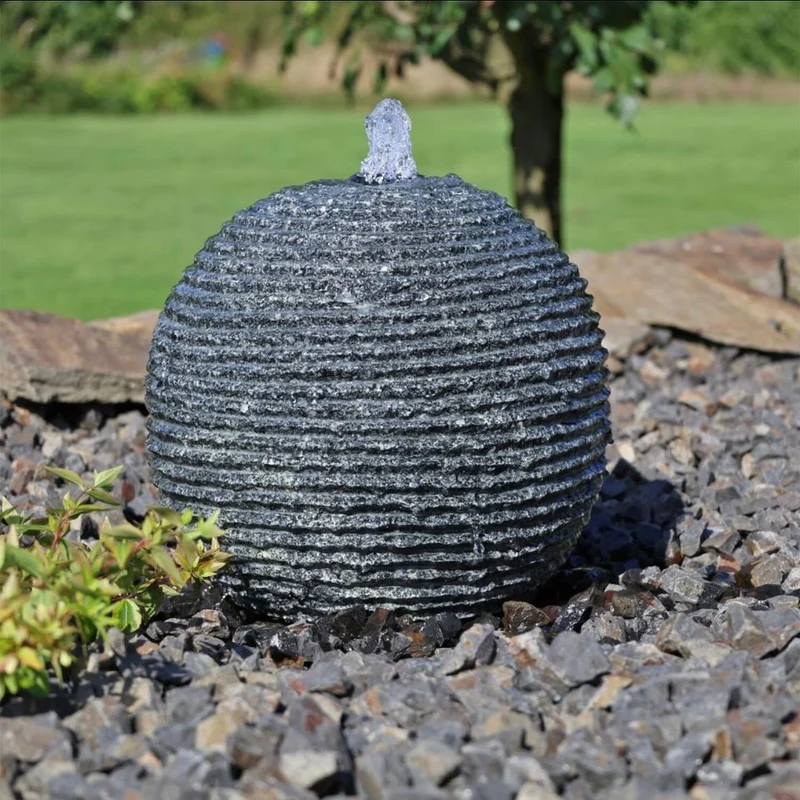 Granit Kugelbrunnen GKB30 Set LED Licht Springbrunnenpumpe