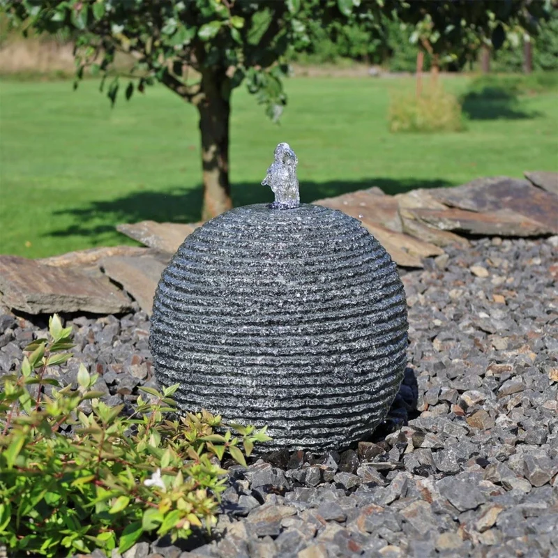 Granit Kugelbrunnen GKB30 Set LED Licht Springbrunnenpumpe