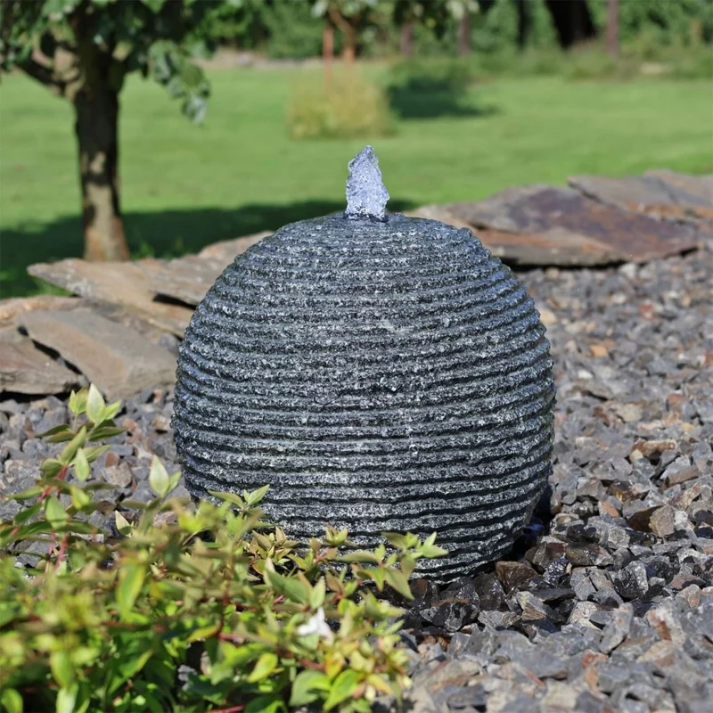 Granit Kugelbrunnen GKB30 Set LED Licht Springbrunnenpumpe