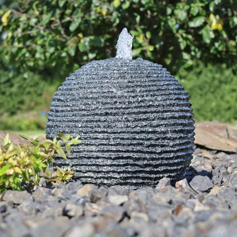 Granit Kugelbrunnen GKB30 Set LED Licht Springbrunnenpumpe