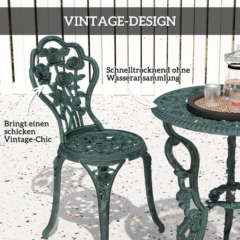 3tlg Bistroset Balkonset Gartenmöbel Balkonmöbel Gussalu Garten
