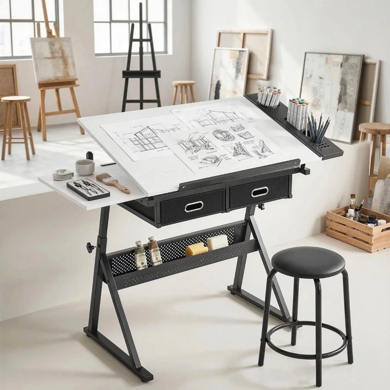 Zeichentisch Hocker Höhenverstellbarer Architektentisch Tisch Kunst