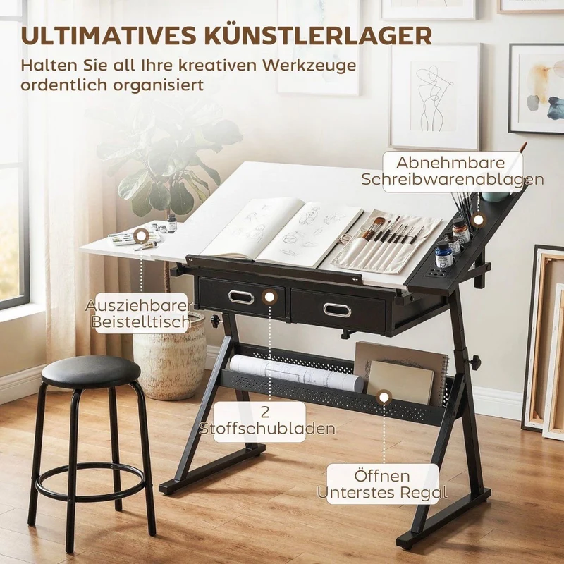 Zeichentisch Hocker Höhenverstellbarer Architektentisch Tisch Kunst
