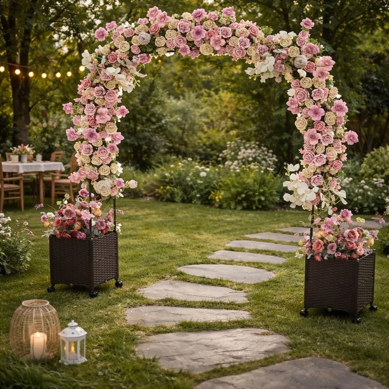 Rosenbogen Blumenkasten Metall Spalier Rollen Rankbogen Torbogen