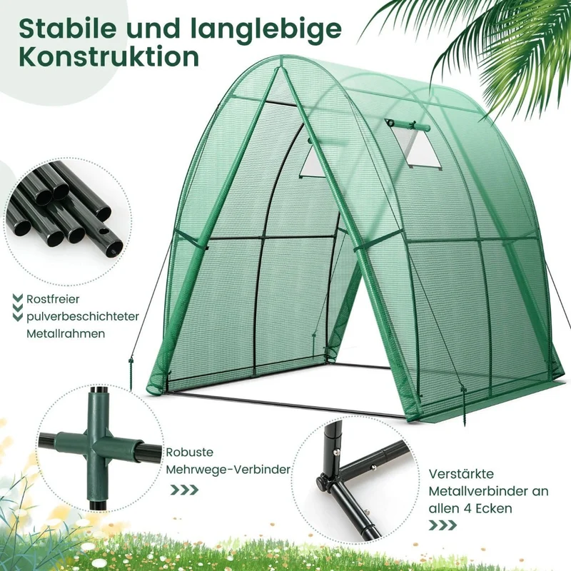 Gewächshaus Gartenhaus Treibhaus Foliengewächshaus 181x181x200cm Garten