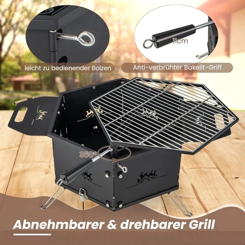 BBQ Grill Holzkohlegrill Feuerschale Campinggrill Klappgrill Picknickgrill