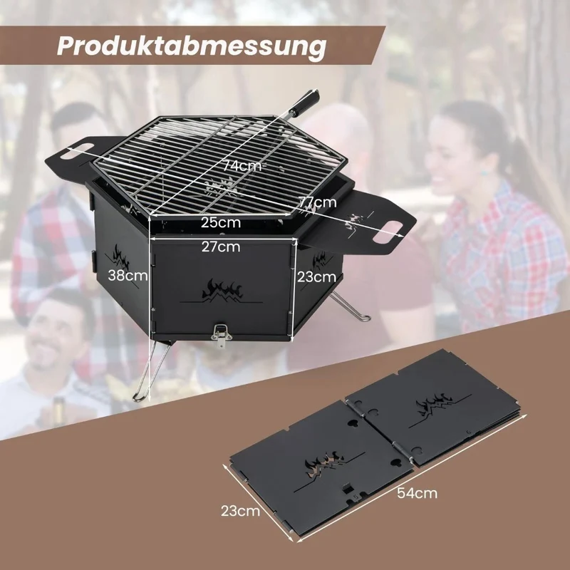 BBQ Grill Holzkohlegrill Feuerschale Campinggrill Klappgrill Picknickgrill