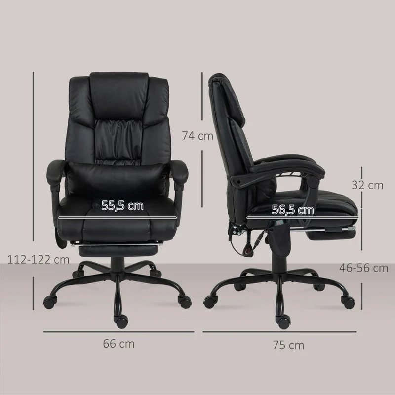 Vinsetto Bürostuhl Ergonomisch Massagefunktion Fußstütze Sessel